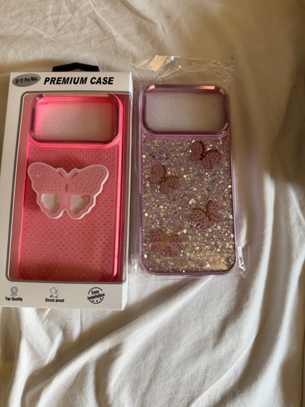 Pink Glitter Butterfly Phone Case for iPhone